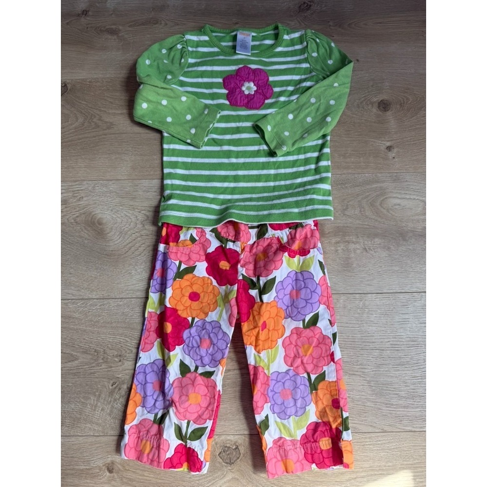 Vintage Girls Gymboree floral striped outfit Set pants long sleeve top size 3T